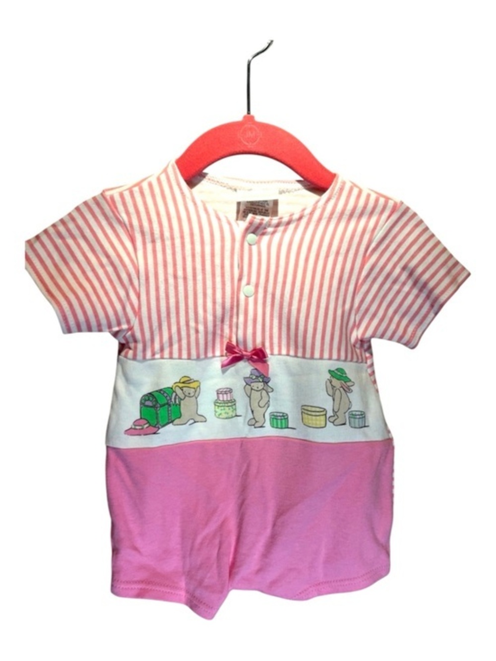 New Vintage Carter’s Baby Girl’s Romper Bears 1980s Assembled in USA 0-3 Months